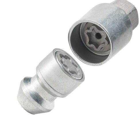 Farad H2/E Galvanized Silver Lug Nut Wheel-Locks Kit Suitable for Mazda CX-90 (M12 X 1.5 Thread Size) - Set of 4 Lug Nuts + 1 Key in Saudi Arabia