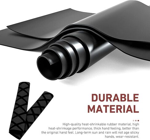 4 PCS Motorcycle Heat Shrink Grip Sleeves, Grid Pattern 2 Handlebar and 2 Brake Handlebar Cover, Rubber Anti-Slip Comfortable Grip Cover, Heating Tight Fit Protective Sleeve (Black) in Saudi Arabia