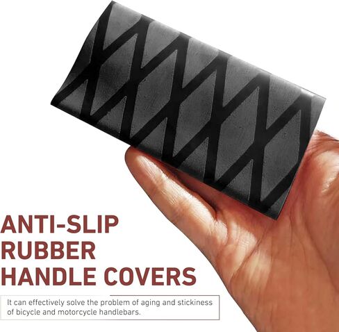 4 PCS Motorcycle Heat Shrink Grip Sleeves, Grid Pattern 2 Handlebar and 2 Brake Handlebar Cover, Rubber Anti-Slip Comfortable Grip Cover, Heating Tight Fit Protective Sleeve (Black) in Saudi Arabia