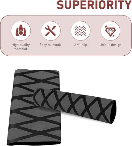 4 PCS Motorcycle Heat Shrink Grip Sleeves, Grid Pattern 2 Handlebar and 2 Brake Handlebar Cover, Rubber Anti-Slip Comfortable Grip Cover, Heating Tight Fit Protective Sleeve (Black) in Saudi Arabia