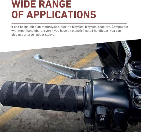 4 PCS Motorcycle Heat Shrink Grip Sleeves, Grid Pattern 2 Handlebar and 2 Brake Handlebar Cover, Rubber Anti-Slip Comfortable Grip Cover, Heating Tight Fit Protective Sleeve (Black) in Saudi Arabia
