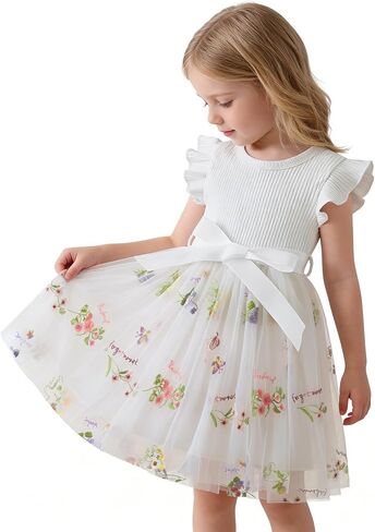 NNJXD Baby Girl Flower Embroidery Tulle Dress Elegant Toddler Birthday Party Dresses in Saudi Arabia