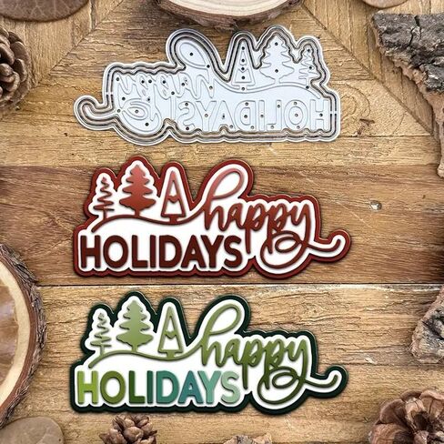 Merry Christmas Happy Holidays Layered Trees Greeting Card Metal Die Cuts,Sunflower Flower Leaf Cutting Dies Cut Stencils DIY Scrapbooking Decorative Embossing Paper Scrapbooking Card Making in Kuwait