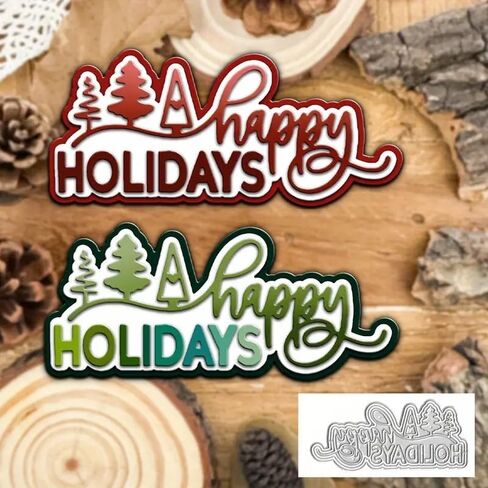 Merry Christmas Happy Holidays Layered Trees Greeting Card Metal Die Cuts,Sunflower Flower Leaf Cutting Dies Cut Stencils DIY Scrapbooking Decorative Embossing Paper Scrapbooking Card Making in Kuwait