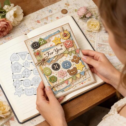 UNICRAFTALE 20Pcs Button Sewing Metal Cutting Dies Buttons Die Cut Cute Button 3D Embossing Stencils for Card Making DIY Scrapbooking Decor Paper Crafts 20x18cm in Kuwait