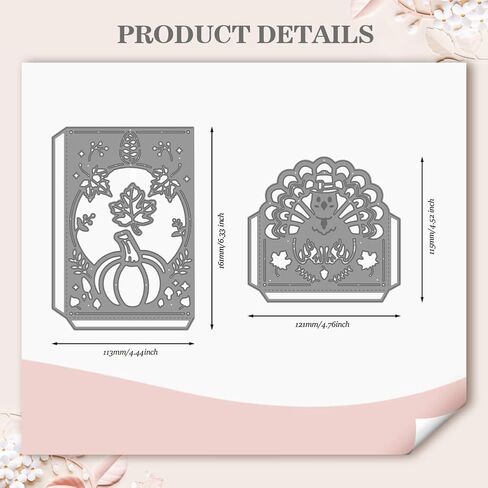 WADORN Halloween Autumn Pumpkin Metal Cutting Dies, Thanksgiving Turkey Border Metal Cutting Dies Stencils Fall Maple Leaves Carbon Steel Embossing Template for DIY Card Scrapbooking Craft in Kuwait