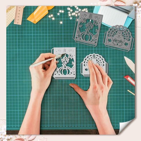 WADORN Halloween Autumn Pumpkin Metal Cutting Dies, Thanksgiving Turkey Border Metal Cutting Dies Stencils Fall Maple Leaves Carbon Steel Embossing Template for DIY Card Scrapbooking Craft in Kuwait