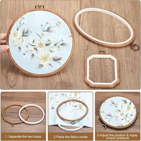 PATIKIL 6 Pieces 3"x2.4" Embroidery Hoops Frame Imitated Wood Oval Cross Stitch Hoop Ring for Embroidery Art Craft Handy Sewing Decoration in Kuwait