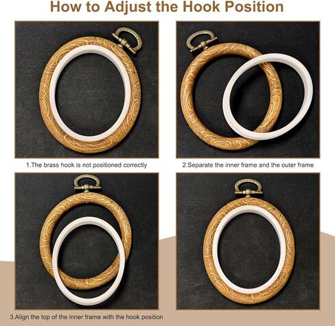 PATIKIL 6 Pieces 3"x2.4" Embroidery Hoops Frame Imitated Wood Oval Cross Stitch Hoop Ring for Embroidery Art Craft Handy Sewing Decoration in Kuwait