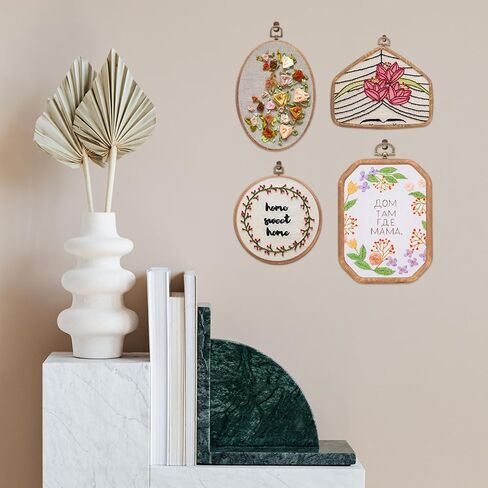PATIKIL 6 Pieces 3"x2.4" Embroidery Hoops Frame Imitated Wood Oval Cross Stitch Hoop Ring for Embroidery Art Craft Handy Sewing Decoration in Kuwait