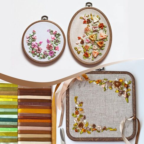 PATIKIL 6 Pieces 3"x2.4" Embroidery Hoops Frame Imitated Wood Oval Cross Stitch Hoop Ring for Embroidery Art Craft Handy Sewing Decoration in Kuwait