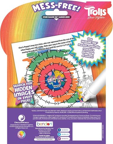 كتاب تلوين Dreamworks Trolls Band Together مكون من 20 صفحة من Imagine Ink Magic Ink مع قلم تحديد خالٍ من الفوضى، Bendon 58399 in Kuwait