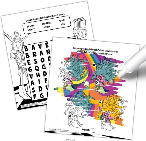 كتاب تلوين Dreamworks Trolls Band Together مكون من 20 صفحة من Imagine Ink Magic Ink مع قلم تحديد خالٍ من الفوضى، Bendon 58399 in Kuwait