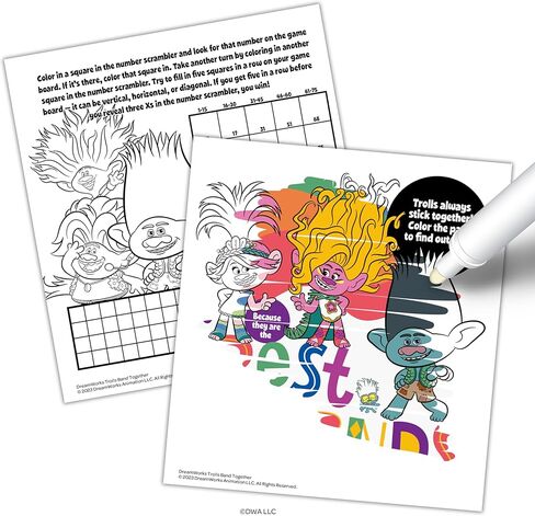 كتاب تلوين Dreamworks Trolls Band Together مكون من 20 صفحة من Imagine Ink Magic Ink مع قلم تحديد خالٍ من الفوضى، Bendon 58399 in Kuwait