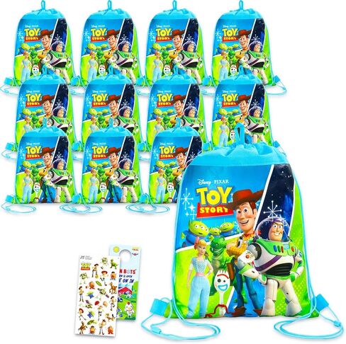 Disney Toy Story Party Favor Bags Set - Bundle with 12 Drawstring Bags for Kids Plus Stickers, More | Toy Story Birthday Party Supplies Pack in Kuwait