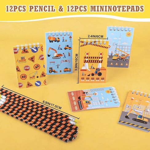 Halema 96pcs Construction Birthday Party Supplies, Construction Party Favors For Kids Mini Excavator Truck Keychain Slap Bracelet Sticker Construction Themed Party Favors Bags Available For 12 People in Saudi Arabia