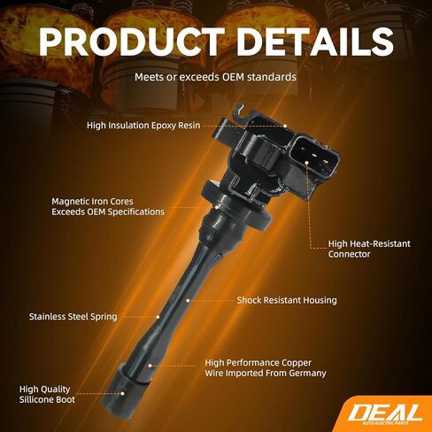 DEAL Ignition Coil Pack, Compatible with Chrysler Sebring Dodge Stratus Mitsubishi Eclipse Galant Lancer Mirage Outlander, 1.8L 2.0L 2.4L L4, Replaces UF295 C1257 UF141, Set of 2 in Kuwait