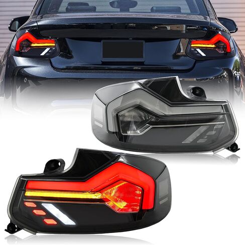 letsdate Tinted Taillights Compatible with 1st Gen Bimmer 2 Series F22 F23 M2 F87 2014-2021 Coupe/Convertible w/Dynamic Animation w/Amber Sequential Turn Signal, No Need Bulbs White Smoked in Saudi Arabia