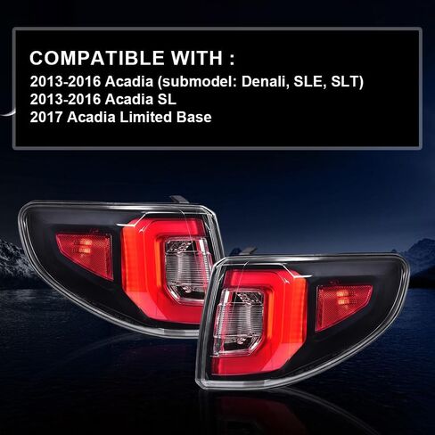G-PLUS LED Tail Lights Assembly Rear Brake Lamps, Fit For GMC Acadia 2013 2014 2015 2016/Acadia Limited 2017 Driver And Passenger Side Red/Clear Lens in Kuwait