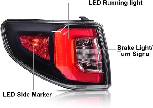 G-PLUS LED Tail Lights Assembly Rear Brake Lamps, Fit For GMC Acadia 2013 2014 2015 2016/Acadia Limited 2017 Driver And Passenger Side Red/Clear Lens in Kuwait