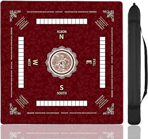 Mahjong Mat，31.5" x 31.5" Anti-Slip Mahjong Table Mat with Rules,3mm Noise Reduction Mahjong Mat for Table, Portable Durable Mahjong Accessories for Family Game Nights (Beige) in Kuwait