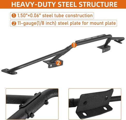 واقي الفرشاة من Hooke Road Bronco Bumper Bull Bar لـ 2021-2026 Ford Bronco (فقط للطرز ذات المصد الأمامي الفولاذي المعياري في المصنع)، واقي الشبكة مع حامل قضيب الضوء in Kuwait