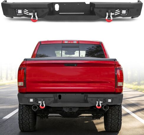 المصد الأمامي للطرق الوعرة MONOKING لـ 2015-2018 Ram 1500 Rebel، مصد ونش فولاذي شديد التحمل مع شريط إضاءة LED 144 وات وحلقات على شكل حرف D، أسود محكم (باستثناء الطرز غير المتمردة) in Kuwait