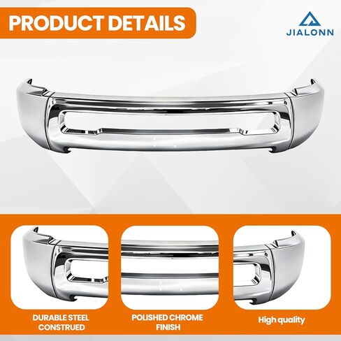 Front Bumper Impact Face Bar Compatibe with 2010-2018 Dodge RAM 2500 3500 W/O fog light hole,W/O Parking Sensor Hole Replace for CH1002391 68045699AB(3-Piece Design Chrome) in Kuwait