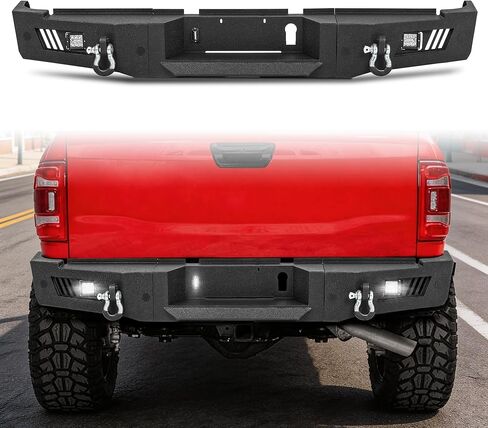 المصد الأمامي للطرق الوعرة MONOKING لـ 2015-2018 Ram 1500 Rebel، مصد ونش فولاذي شديد التحمل مع شريط إضاءة LED 144 وات وحلقات على شكل حرف D، أسود محكم (باستثناء الطرز غير المتمردة) in Kuwait