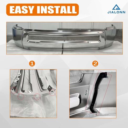 Front Bumper Impact Face Bar Compatibe with 2010-2018 Dodge RAM 2500 3500 W/O fog light hole,W/O Parking Sensor Hole Replace for CH1002391 68045699AB(3-Piece Design Chrome) in Kuwait