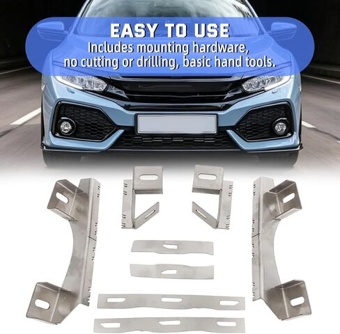 Front Bumper Gap Repair Kit with Reinforcement Tabs & Stainless Steel Lifters for Honda Civic 10th Gen 2015-2022 FK4 FK7 FC (Not Fit FK8 Type R) in Saudi Arabia