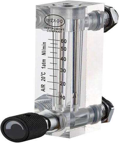 Flowmeter 1/4" BSPT Femael 6-1000ml 0.1-100L Per Min LZM-6T Gas Air Liquid Water Acrylic Flow Meter Rotameter With Control Valve(Liquid,6-60ml Per Min) in Saudi Arabia
