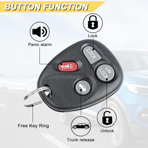 Vurkcy Key Fob Replacement for 1996-2000 Chevy Suburban Tahoe GMC Yukon/ 97-02 Camaro/Skylark Escalade Camaro Monte Carlo Car Keyless Entry Remote Control, AB01502T ABO1502T, 4-Btn, 2Pcs in Kuwait
