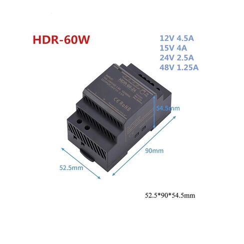 1 قطعة HDR-Series 15 واط 30 واط 60 واط 100 واط AC-DC 5 فولت 12 فولت 15 فولت 24 فولت 48 فولت شكل خطوة DIN السكك الحديدية التبديل إمدادات الطاقة (24 فولت ، 100 واط) in Kuwait