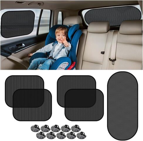 5PCS Car Window Sunshade with Suction Cup, Mesh Vehicle Side and Rear Window Sunlight Shield Blocker, Auto Sunshade UV Protection Cover Keep Interior Cool, Universal for SUV Van Truck in Saudi Arabia