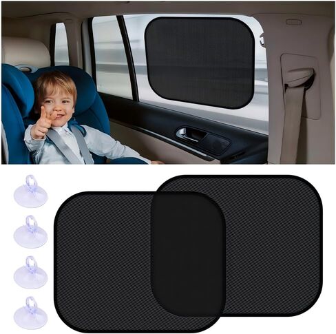 5PCS Car Window Sunshade with Suction Cup, Mesh Vehicle Side and Rear Window Sunlight Shield Blocker, Auto Sunshade UV Protection Cover Keep Interior Cool, Universal for SUV Van Truck in Kuwait