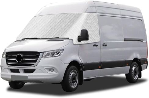 Windshield Cover Compatible with Mercedes-Benz Sprinter Van VS30 2019-2026, 5-Layer Aluminum Film Exterior Front Window Windshield Sunshade Cover for UV Protection & Privacy Shield, with Mirror Cutout in Saudi Arabia