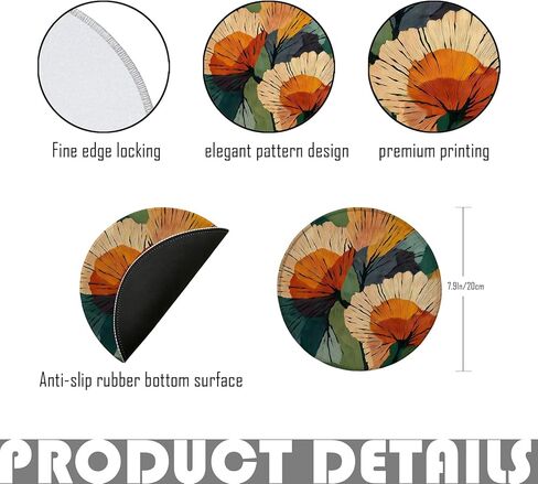 Abstract Boho Botanical Floral Mouse Pad Round 7.9x7.9 in, Mid Century Modern Retro 70s Terracotta and Orange Flower Mousepad Mat for Laptop Home Office Computer Desk Accessories in Saudi Arabia