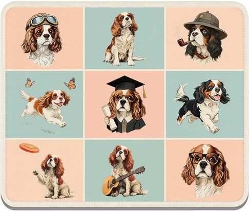 Cute Retro Cartoon Dog Mouse Pad, Whimsical Floral Dog Lover Desk Accessories,Cute Mousepad for Home Office Laptop Computer,Non-Slip Rubber Base Stitched Edge. in Saudi Arabia