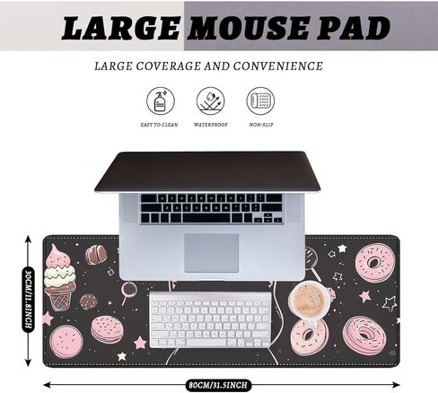 Gothic Moon Mouse Pad for Desktop, Dark Fantasy Mystic Castle Desk Mat for Keyboard, Extended Mousepad Waterproof Stitched Edges Rubber Base Non-Slip Deskmap Computer Keyboard Mat, 31.5" x 11.8" in Kuwait