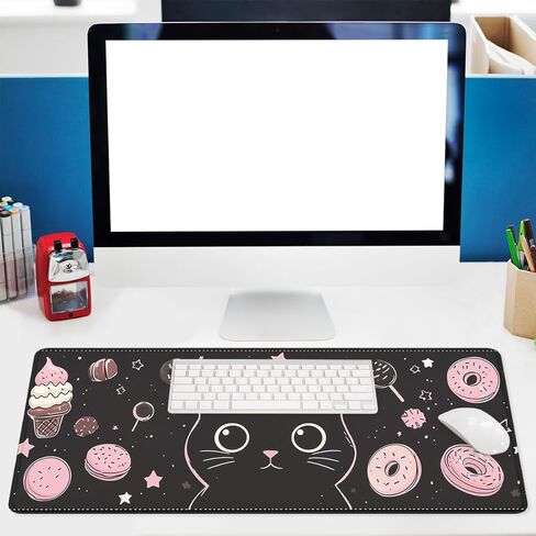 Gothic Moon Mouse Pad for Desktop, Dark Fantasy Mystic Castle Desk Mat for Keyboard, Extended Mousepad Waterproof Stitched Edges Rubber Base Non-Slip Deskmap Computer Keyboard Mat, 31.5" x 11.8" in Kuwait