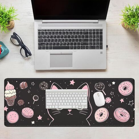 Gothic Moon Mouse Pad for Desktop, Dark Fantasy Mystic Castle Desk Mat for Keyboard, Extended Mousepad Waterproof Stitched Edges Rubber Base Non-Slip Deskmap Computer Keyboard Mat, 31.5" x 11.8" in Kuwait