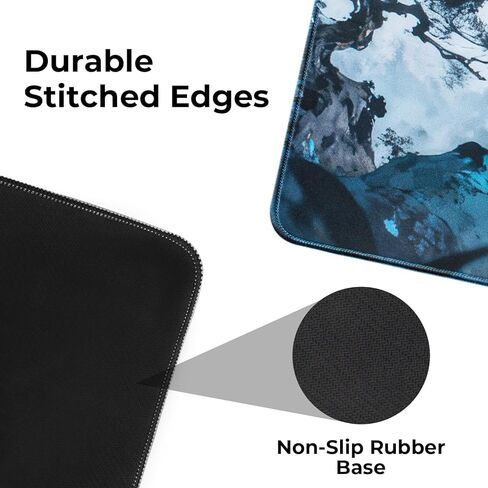 Chinese Beast Gaming Mouse Pad, Anime Shanhaijing Extended Desk Mat, Non-Slip Desk Pad with Stitched Edges, Large Keyboard Mat for Home Office, 31.5x15.7 Inch, Iceblue in Kuwait