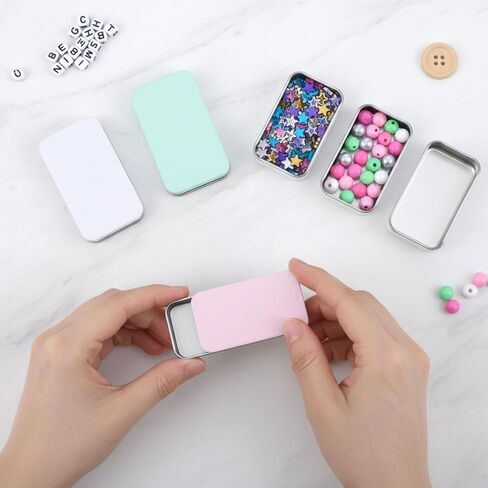Elegaperma 8 Pcs Small Metal Tin,6 × 3.4 × 1.1 CM Slide Small Tin, Secure Closure Gums Container for Pocket, Travel, Tiny Items and Storage Jewelry Bead,Candy,Pill,Needle in Kuwait
