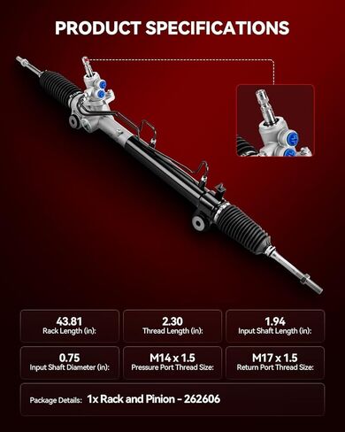 Torchbeam Hydraulic Power Steering Rack and Pinion Direct Fit 2002-2006 Camry, 2004-2008 Solara, 2004-2006 ES330, 2002-2003 ES300 Replace No.97-2606 in Kuwait