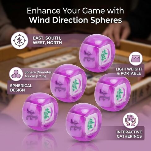 Mahjong Dice, 5Pcs Mahjong Wind Direction Dices South West North Sphere Game Dice for Entertainment (Transparent Blue) in Saudi Arabia