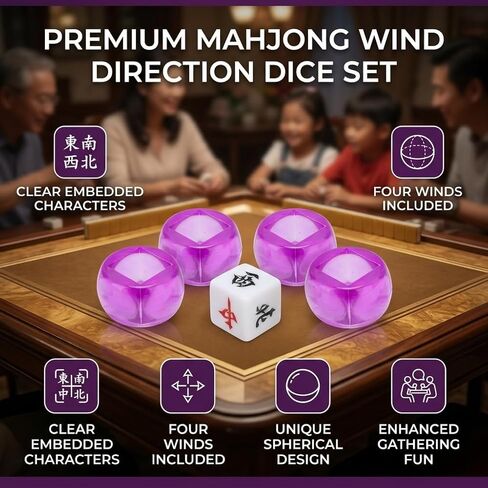 Mahjong Dice, 5Pcs Mahjong Wind Direction Dices South West North Sphere Game Dice for Entertainment (Transparent Blue) in Saudi Arabia