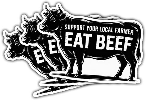 3Pcs Support Your Local Farmer Eat Beef Sticker Funny Cow Ranching Gift for Farmers Ranchers Grillers Support Your Local Farmer Eat Beef Stickers Decal for Laptop Bottle Notebook Toolbox Hard Hat 3" in Kuwait