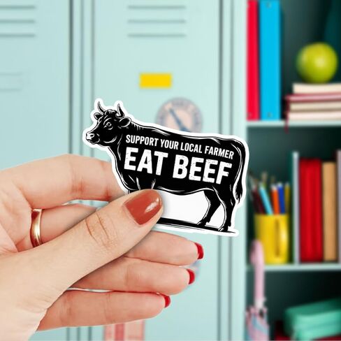3Pcs Support Your Local Farmer Eat Beef Sticker Funny Cow Ranching Gift for Farmers Ranchers Grillers Support Your Local Farmer Eat Beef Stickers Decal for Laptop Bottle Notebook Toolbox Hard Hat 3" in Kuwait