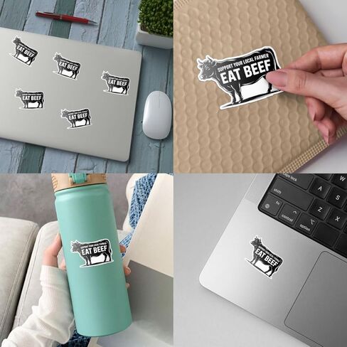 3Pcs Support Your Local Farmer Eat Beef Sticker Funny Cow Ranching Gift for Farmers Ranchers Grillers Support Your Local Farmer Eat Beef Stickers Decal for Laptop Bottle Notebook Toolbox Hard Hat 3" in Kuwait
